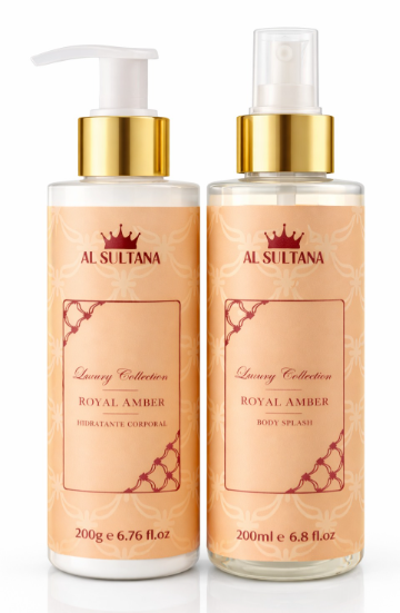 Kit Royal Amber Al Sultana Body Splash + Hidratante 200 ml | Linha Árabe